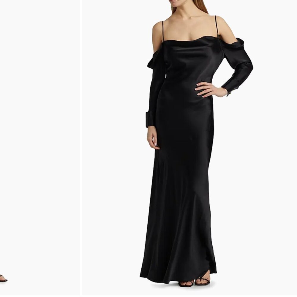 L'Agence Melly Black Silk Dress